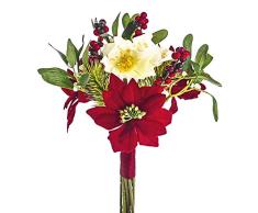 FloristryWarehouse - Ramo de Rosas Artificiales de Navidad (30 cm)