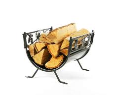 Liudan Carro de leña Carretilla para leña Herramienta de Metal Leña Europea Hierro Forjado Chimenea Rack Cesta De Madera Decorativo Accesorios al Aire Libre leña Rack Carretilla para leña