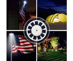 Luz solar para poste de bandera, 24 lámpara solar LED superbrillante para asta de bandera, lámpara de jardín resistente a la intemperie con encendido/apagado automático de 15 a 25 pies, rojo