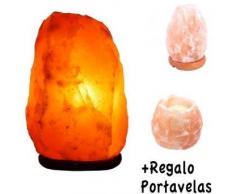 LAMARE Lámpara de Sal Natural del Himalaya - 1,5/2 kg + Portavelas Regalo - Recomendado Feng Shui
