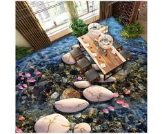 Papel pintado mural de piso personalizado Piedra Pequeño camino de adoquín Estereoscópico 3D Pintura de piso Papel pintado PVC Impermeable Autoadhesivo