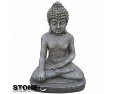 XXL Buda Escultura Jardín Decoración Sentado Color Gris, altura 40 cm