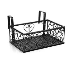 Galapara Estantería Decorativa de Hierro para Macetas Soporte de Flores Plantas para Exterior Interior Jardín,Soporte de Maceta Plataforma de Rack Riel Maceta Barandilla Plataforma Balcón Maceta