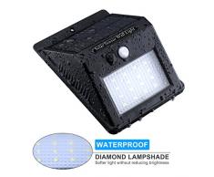 TopElek 16 LED Luz Solar con Sensor de Movimiento,Foco Solar Impermeable de Pared con Diamante Pantalla para Lluminación de Exterior y Seguridad de Camino de Entrada Escaleras.