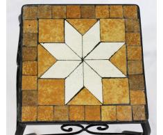 DanDiBo Taburete Merano Mosaico 12015 Flores Soporte Taburete Rectangular Mesa Auxiliar, Hierro Piedra, Höhe 38 cm