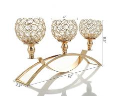 VINCIGANT Candelabros de Cristal Portavelas semiesférico Plateado/Chimenea con para la Boda Decoración navideña, Regalos de Inauguración de la Casa 3 Brazos
