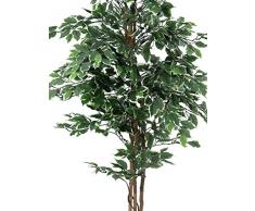 Ficus plateado artificial con 1010 hojas, verde -blanco, tronco natural, 180 cm - planta artificial / árbol sintético - artplants