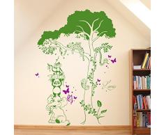 Adhesivo decorativo de pared diseño de animales de la selva con forma de árbol en dos coloures de nombres de nombre M1601, frutas del bosque, XL - 100cm breit x 144cm hoch