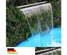 Acero inoxidable cascada agua parte cascada V2 A fabricado en Alemania 30,60,90 cm