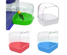 LPxdywlk Pet Bird Parrots Bañeras Transparentes Bañera Caja De Ducha Jaula Colgante Decoración Suministros Caja De Baño para Pájaros Blanco