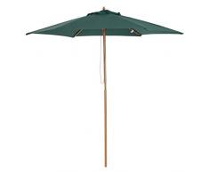 Outsunny Sombrilla Parasol para Terraza Playa Jardín Piscina Patio Camping - Color Verde - Poliéster Madera - 250x225 cm
