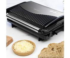 Cecotec Panini Grill, Parrilla eléctrica, Plancha Sandwichera con Revestimiento de Piedra RockStone. Apertura de 180º,750 W y superficie 23x14,5. Pinza de cierre y Hueco recogecables. Rock´nGrill 750