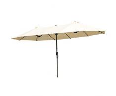 Angel Living Sombrilla Parasol Doble para Jardín, Parasol de Tela de Poliéster, Sombrilla Gigante para Playa Terrasa Patio, Protección al Solar UV, 4.6x2.7x2.4 m (Beige)