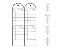 Relaxdays, 180 x 50 cm, Verde Oscuro Set de Dos Soportes para Enredaderas, Enrejado metálico, Arco y Flor