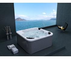 Jacuzzi Al Aire Libre Bañera De Hidromasaje Venecia Color blanco con 44 Boquilla Masaje + Calefacción + Desinfección Del Ozono + iluminación LED para 5 - 6 Personas el jardín / Terraza / Exterior