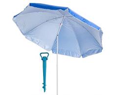 LOLAhome Sombrilla de Playa con Soporte, Ø 220 cm de Acero (Azul)