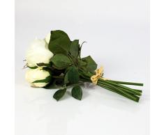 Ramo de rosas decorativas Mini-MOLLY con 8 rosas, blanco-crema, 25 cm, Ø 15 cm - Ramillete artificial / Flores sintéticas - artplants