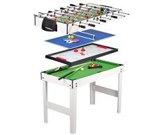 LEOMARK Mesa Multijuegos Futbolin Mesa Billar 4 En 1 (Billar Futbolín Pimpón y Hockey) Buena Diversión Para Niños Deporte