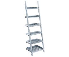 CLP Estantería Escalera Skylar con 6 Estantes I Estantería con Estilo Rústico I Estantería de 6 Estantes I Estantería Libreria Color: Gris