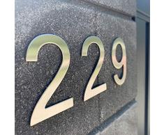 Número para casas (acero inoxidablePlata brillante adhesiva, altura 7.5 cm, Número de casa, número de puerta Design 5