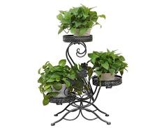 Soporte para macetero de 3 estantería Jardinera Estantería, 69 x 65 x 22 cm, negro