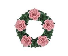 Decoración floral - Corona de cerámica - Accesorio para el hogar o cementerio - Decoración de jardín - Flores funerarias - Flores funeral - Flores de tumba - Resistente a la intemperie