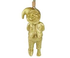RAKSO Enano de jardín colgado Dorado Fabricado en Alemania Figura de Enano Dorado Figura de jardín