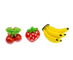 miniblings Conjunto de 3 Frutas de Fresa árbol de plátano Broche de Cereza Comer Fruta