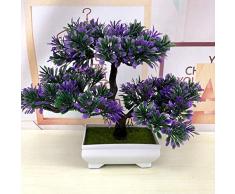 LIXIFF Flores Artificiales para el hogar Bienvenida Simulación de bonsái de Pino Flores y Coronas Decorativas Decoración de Plantas de Maceta Verde Falsa, 6