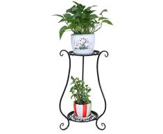 Haunen Estanteria para Macetas 2 Niveles Maceteros Porta Macetas Metal Decorativos Stand para Macetas Exterior Interior Jardín, Negro