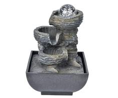 Fuente de Agua Interior & Exterior Fuente Feng Shui Cascadas de Agua Decorativas Fuente de Relajación Meditación Zen con Luz LED Para Casa, Oficina, Dormitorio Decoración(220V)