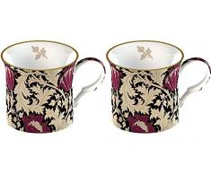 Creative Tops Set of 2 V&A William Morris Anemone Black Fine Bone China Boxed Mugs