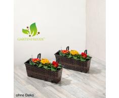 Jardinera para balcón de polyrattan incluye suspensión y sistema de riego, marrón bicolor, 12 mm, 2 piezas, 60 x 19 x 18 cm