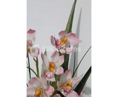 Gran rosa flores de la orquídea Cymbidium burrda arreglo florero de exhibición