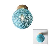 Globe – Lámpara de techo Shade Moderna Rattan E27 lámpara de techo pantalla para salón, cocina, café, restaurante Bar, metal, azul, 15 cm