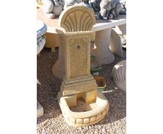 DEGARDEN AnaParra Fuente de Pared para Jardín o Exterior de hormigón-Piedra Artificial | Fuente de Agua de hormigón-Piedra 44 x36 x98cm. | Fuente de Pilón Exterior con Grifo, Color Ocre