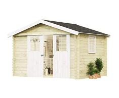 Alpholz Jardín Casa EVERE de madera Picea macizas | cabaña Jardín con techo cartón | Caseta Natural Sin farbbeha ndlung (330 x 270 cm)