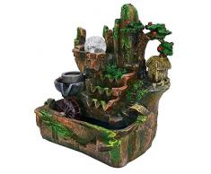 Fuente de Agua Interior y Exterior, Mini Fuentes de Agua Decorativas Cascadas de Agua, Fuente Feng Shui Fuente de Relajación para Jardín, Hogar, Oficina, Dormitorio, Sala de Estar(220V)