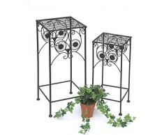 DanDiBo flores taburete de metal búho 140193 Juego de 2 50, 60 cm, soporte para 3 macetas plantas soporte taburete