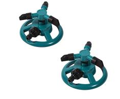 Paquete de 2 aspersores de agua, automático 360 Aspersor de jardín ajustable rotativo 3 Aspersores de césped con brazo Aspersor de rotación ABS Boquilla de riego Suministro de jardinería