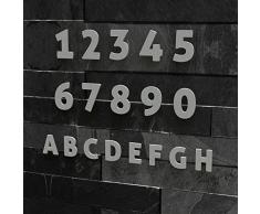 Número 0 para casas (fuente moderna), stainless steel (brushed), 30 cm