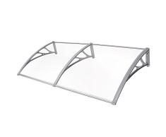 SONGMICS Marquesina para Puertas Ventanas y Terrazas Toldo Cubierta de Policarbonato Transparente 3 mm 195 x 96 cm GVH191