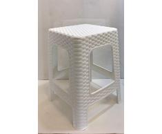 Casa y Menaje 152164 Taburete Silla de Plástico Estilo Rattan Gris, Blanco