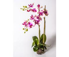 artplants.de Orquídea Phalaenopsis Artificial Pabla en Tierra, Rosa-Fucsia, 70cm - Planta Decorativa - Flores de plástico