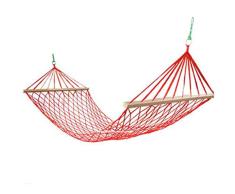Hulifnag Hamaca Neta de Red, una Sola Hamaca portátil de Rejilla, Viajes para Acampar Excursiones para Acampar Deportes al Aire Libre para Viajes Playa (Rojo)