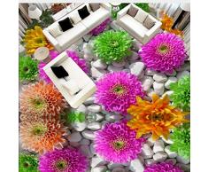 Lifme Personalizado Autoadhesivo Piso Mural 3D Flores Empedrado Plantas Pisos Pegatinas Baño Sala De Estar Pvc Impermeable Papel Pintado 3 D-150X120Cm