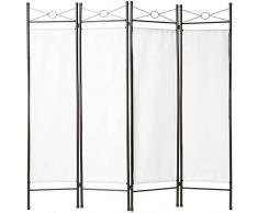 TecTake Biombos diseño 4-Panel Tela Divisor habitación Separador separación biombo 180x160cm Varias cantidades - (2X Blanco | no. 401830)