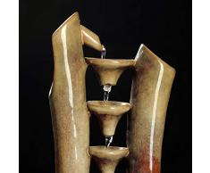 Estatuas Fuente cerámica,Fengshui decoración Interior Artesanías de cerámica de la Fuente Fuente de Interior o al Aire Libre Decoración de Agua de Mesa en Cascada-Fuente de Ceramica 15.7pulgada