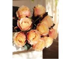 Ramo de rosas artificiales MOLLY con 10 rosas, amarillo-rosa, 35 cm, Ø 20 cm - Ramillete sintético / Flores decorativas - artplants