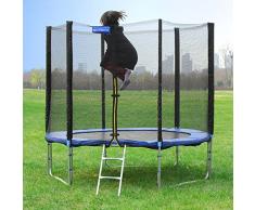 Songmics Cama elástica para jardín Trampolín de 244cm de diámetro con red de seguridad, escalera STR8FT